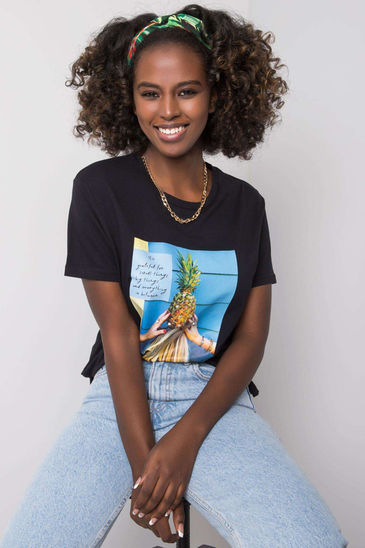 Lotta Cotton sieviešu melns T-krekls