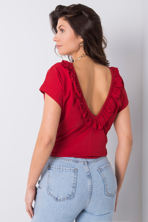 Bordo blūze ar volāniem Leanne