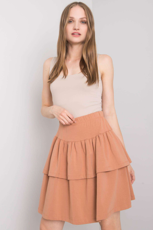 Kamieļu mini svārki ar Dženijas volāniem