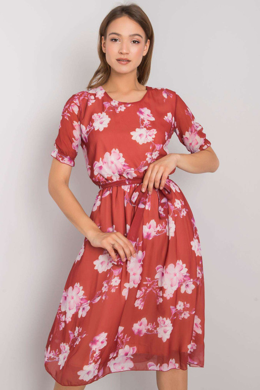 Ķieģeļu kleita ar ziediem Audette