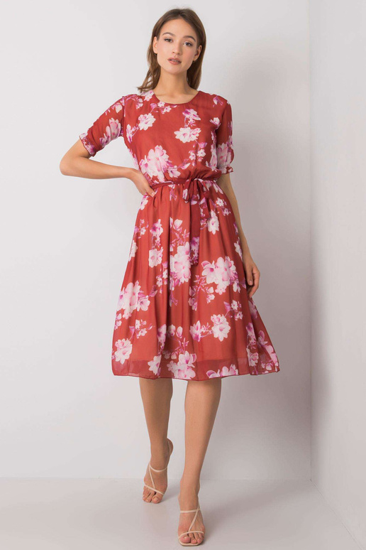 Ķieģeļu kleita ar ziediem Audette