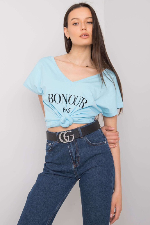 Zils T-krekls ar Hortense apdruku