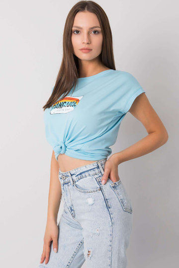 Gaiši zils T-krekls ar...