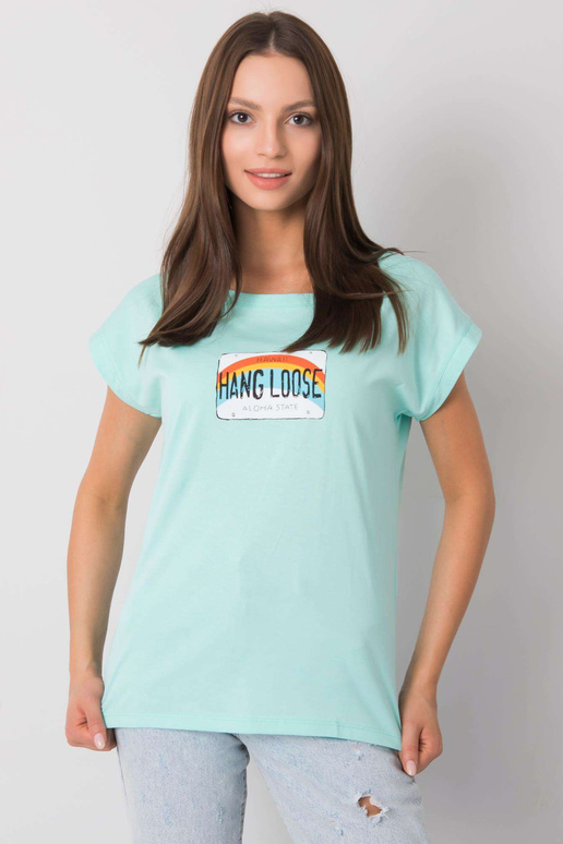 Piparmētru t-krekls ar Aloha apdruku Piparmētru t-krekls ar Aloha apdruku