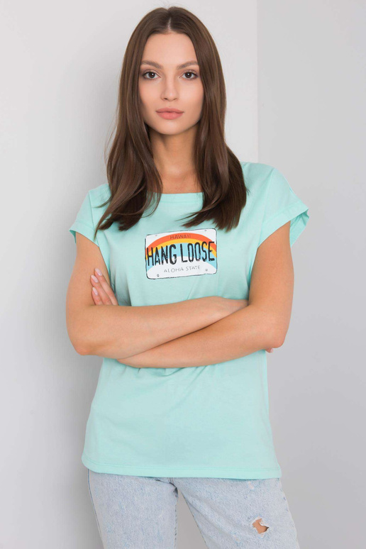 Piparmētru t-krekls ar Aloha apdruku Piparmētru t-krekls ar Aloha apdruku