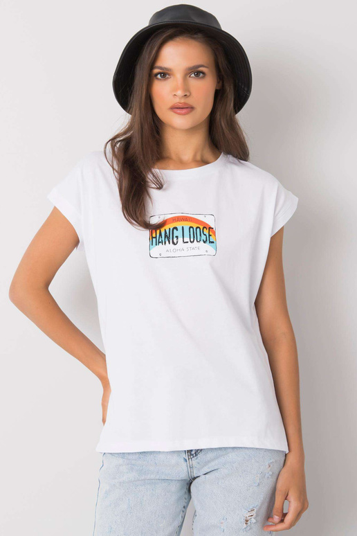Balts T-krekls ar Aloha apdruku Balts T-krekls ar Aloha apdruku