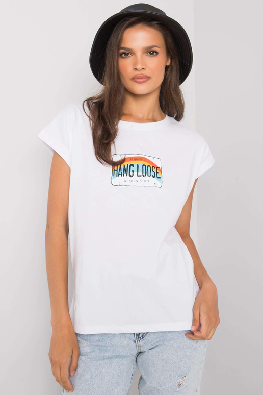Balts T-krekls ar Aloha apdruku Balts T-krekls ar Aloha apdruku