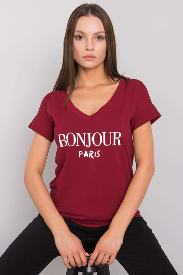 Bordo krāsas t-krekls ar... 2