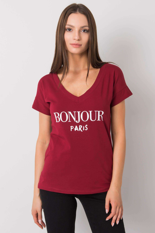 Bordo krāsas t-krekls ar uzrakstu Emille