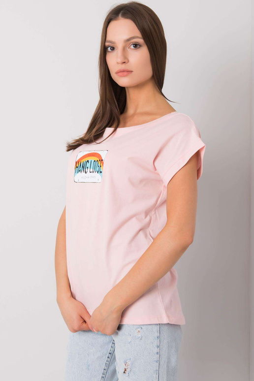 Gaiši rozā T-krekls ar Aloha apdruku