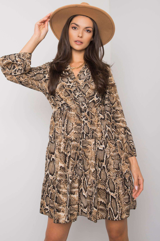 Bēša un melna kleita ar Milani apdruku