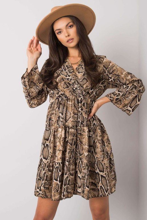 Bēša un melna kleita ar Milani apdruku