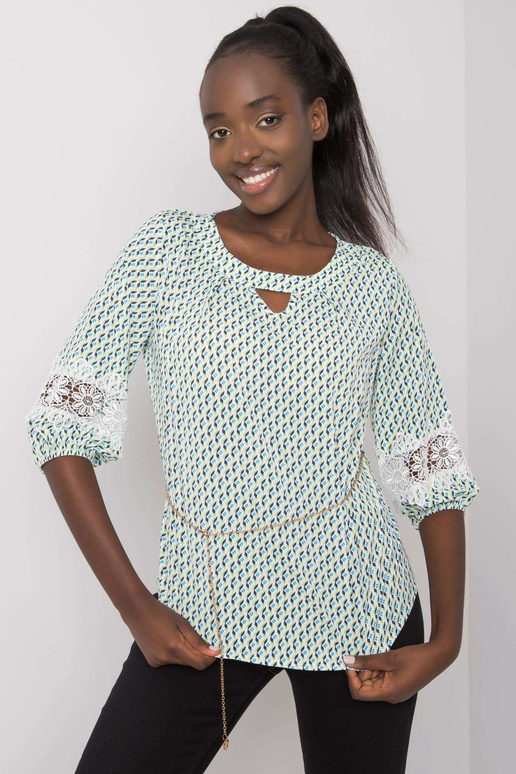 Jazmin balta un zaļa blūze