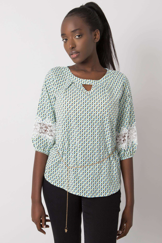 Jazmin balta un zaļa blūze