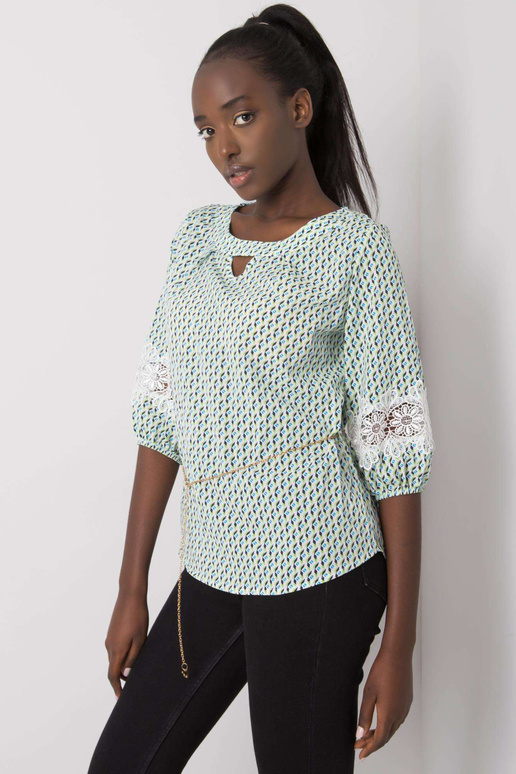 Jazmin balta un zaļa blūze