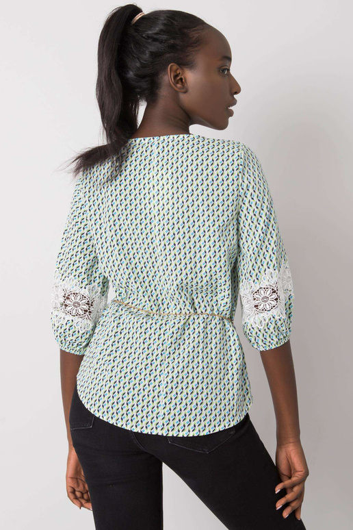 Jazmin balta un zaļa blūze