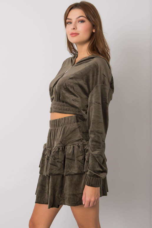 Haki velūra komplekts ar svārkiem Letta