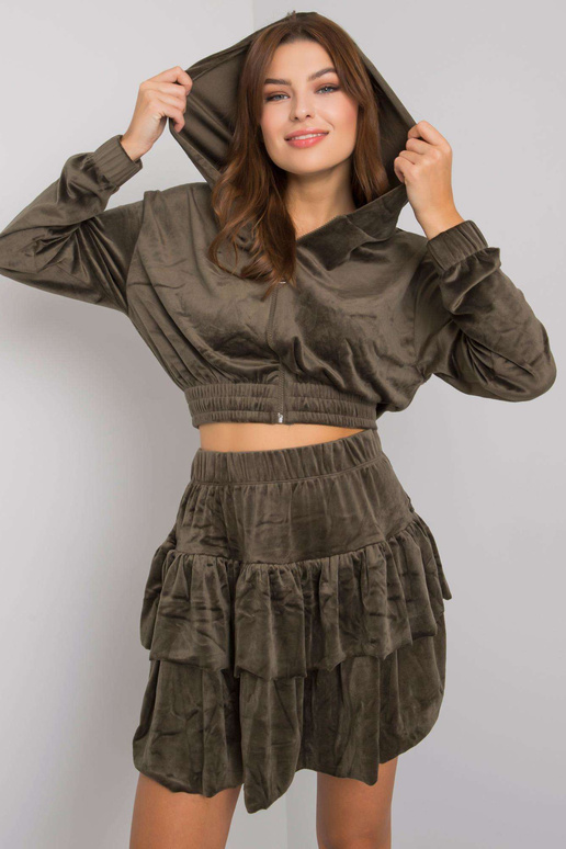 Haki velūra komplekts ar svārkiem Letta