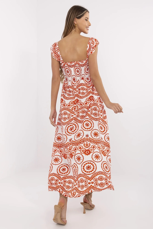 Tayla balta un oranža Maxi kleita