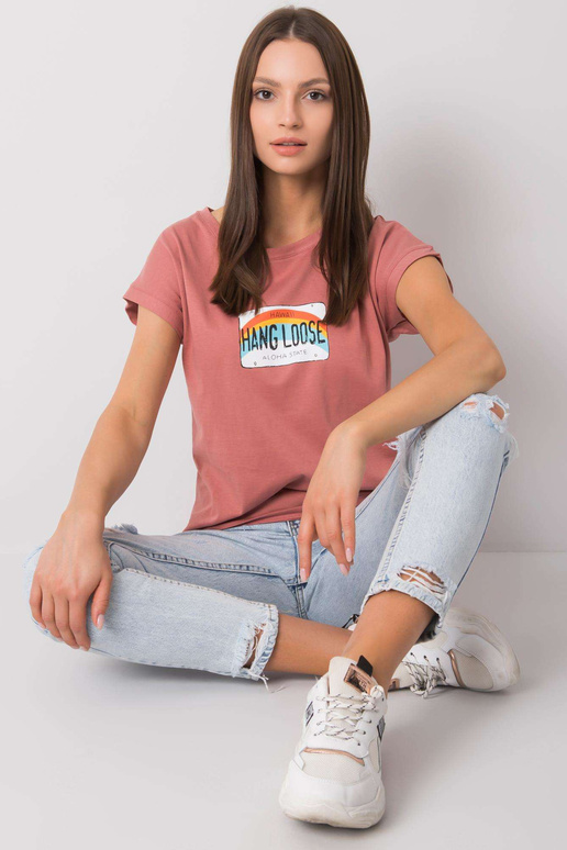 Netīri rozā t-krekls ar Aloha apdruku