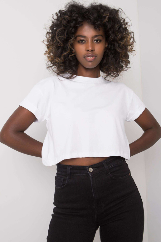 Balts īss T-krekls Braelyn