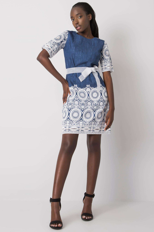 Tumši zila kleita ar jostiņu Lidija