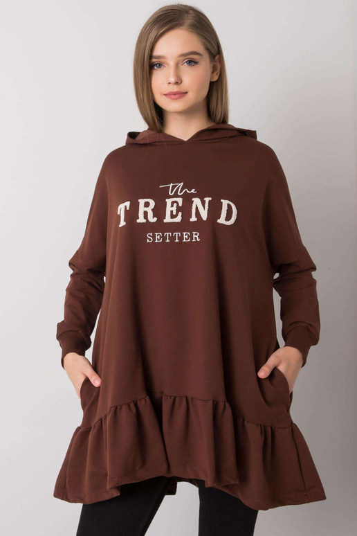 Tumši brūna oversize tunika ar kapuci...