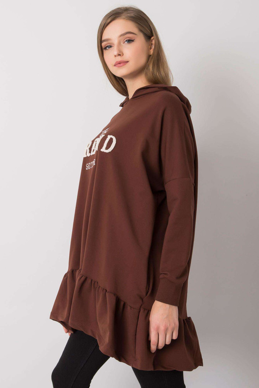 Tumši brūna oversize tunika ar kapuci...