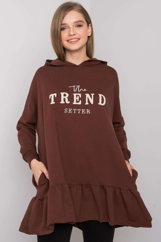 Tumši brūna oversize tunika ar kapuci...