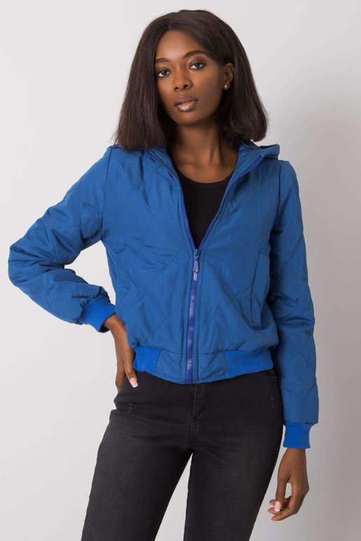 Tumši zila stepēta jaka ar kapuci Larah