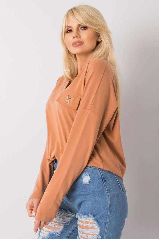 Gaiši brūna V veida kakla blūze Bianca