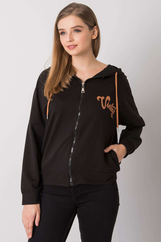 Diane melna rāvējslēdzēja kapuce