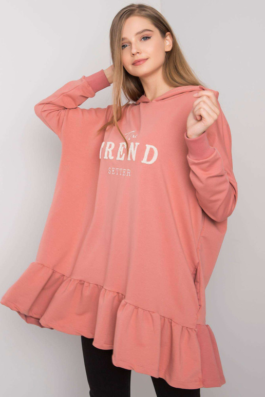 Netīri rozā oversize tunika ar kapuci...