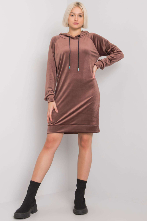 Brūnā velūra kleita ar kapuci Messina