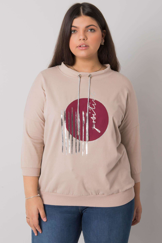 Gaiši bēša plus izmēra blūze ar Bella...