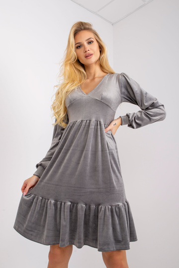 Pelēka velūra kleita ar... 2