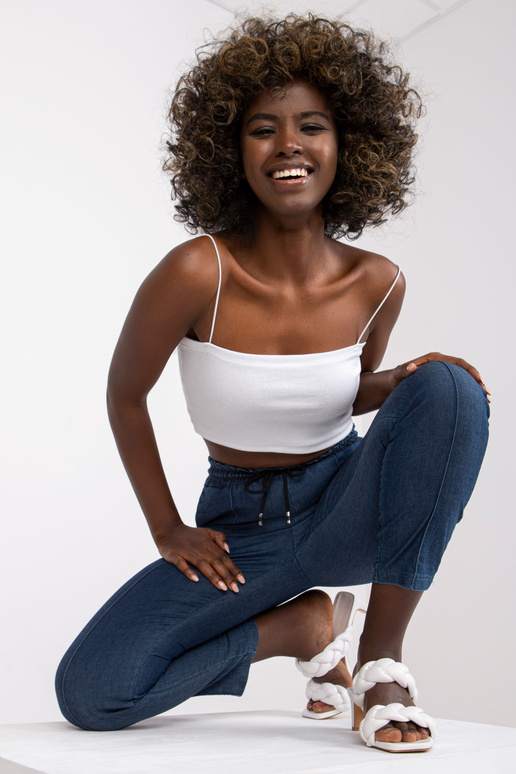 Tumši zilas bikses ar elastīgu...