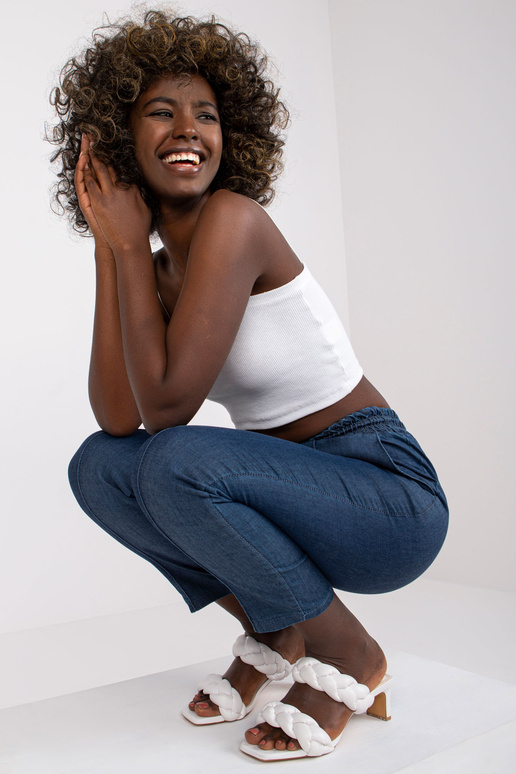 Tumši zilas bikses ar elastīgu...