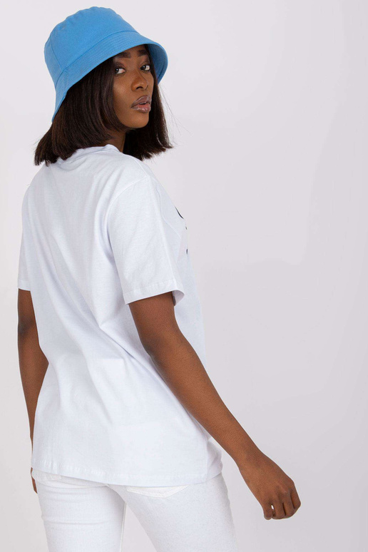 Balts kokvilnas T-krekls ar nefrīta...