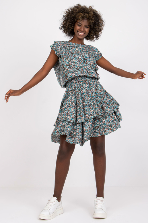 Zilā un brūnā ziedu minikleita Lleida...