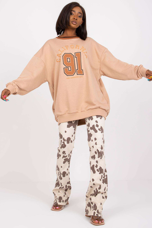 Bēšs garš sporta krekls bez kapuces...