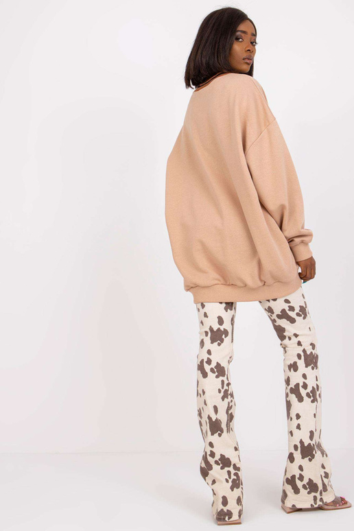 Bēšs garš sporta krekls bez kapuces...