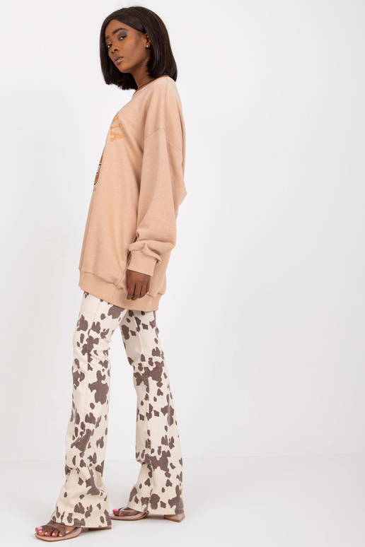 Bēšs garš sporta krekls bez kapuces...