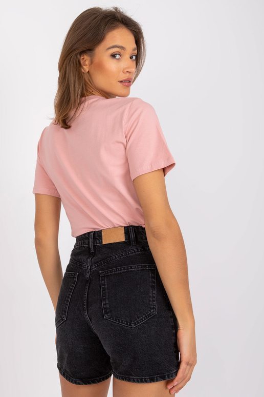 Gaiši rozā sieviešu T-krekls ar apaļu...