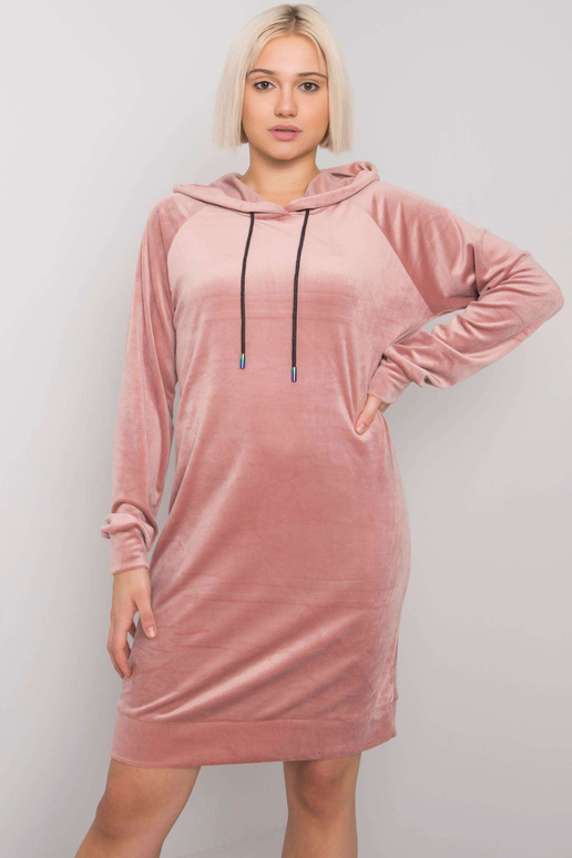 Rozā velūra kleita ar kapuci Messina