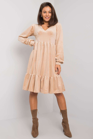 Bēša velūra kleita ar...