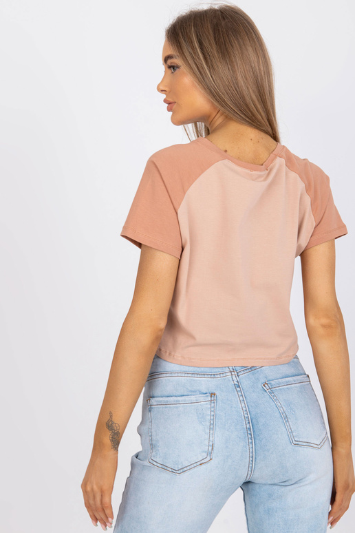 Bēšs kamieļu kokvilnas T-krekls ar...