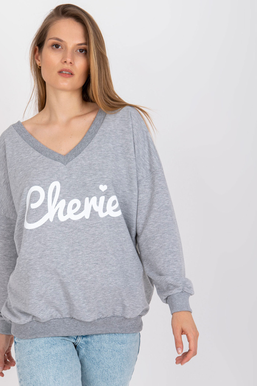 Pelēks un balts oversize džemperis ar...