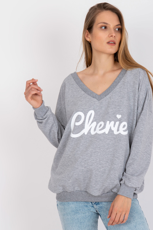 Pelēks un balts oversize džemperis ar...