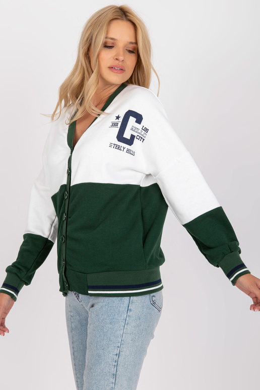 Balts un zaļš džemperis bez kapuces Balts un zaļš džemperis bez kapuces